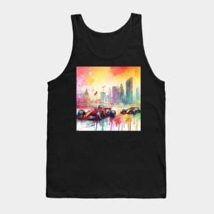 Artistic illustration of high speed racing cars in Las Vegas Tank Top